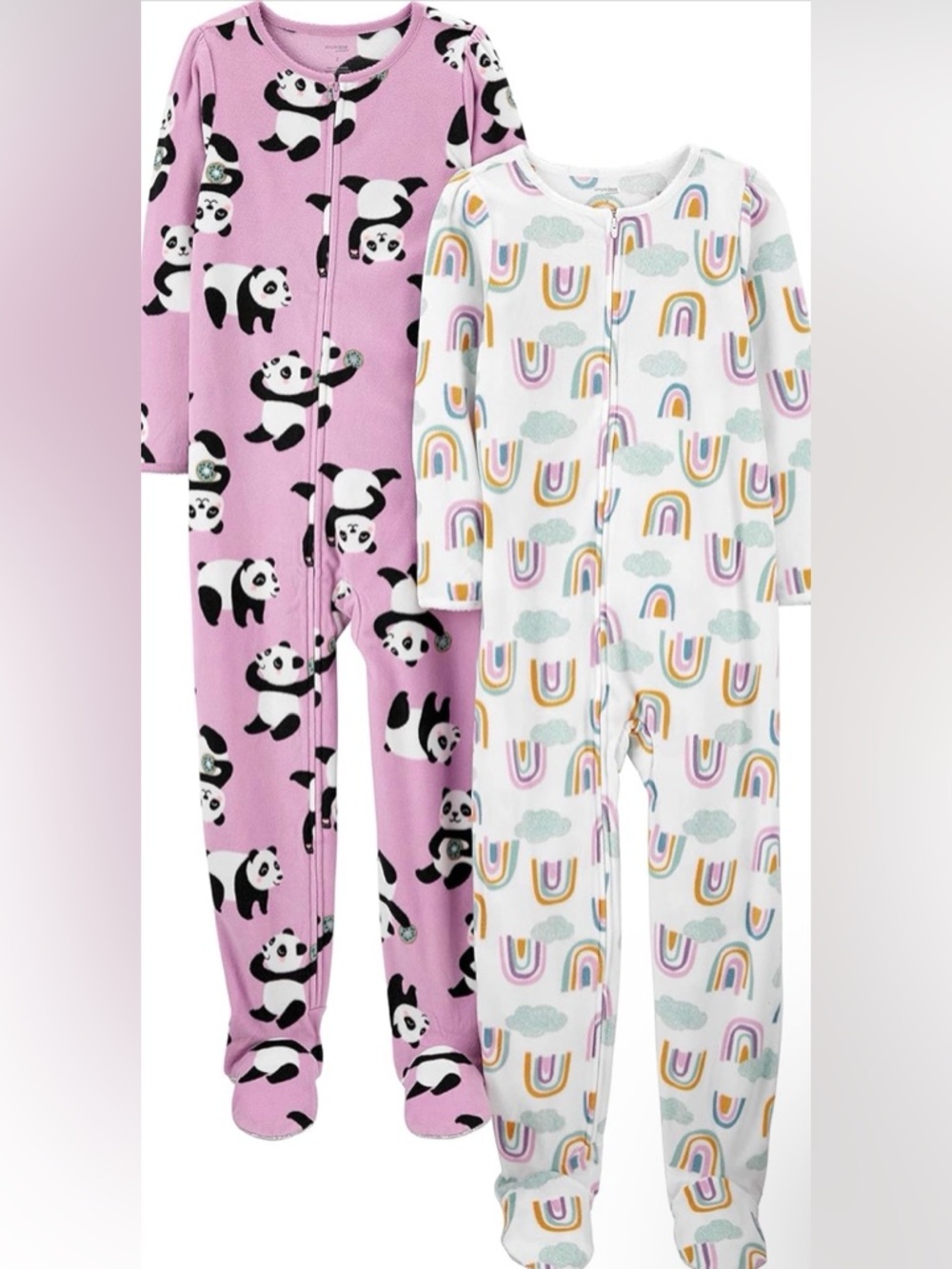 Simple Joys by Carter's Girls' 2-Pack Loose-fit Fleece Footed Pajamas